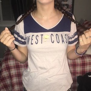 2/$5 | Cream/Dark Blue Tee Shirt